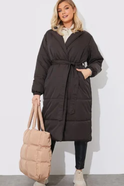 Quilted Wrap Puffer Coat|In The Style Online