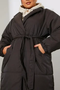 Quilted Wrap Puffer Coat|In The Style Online