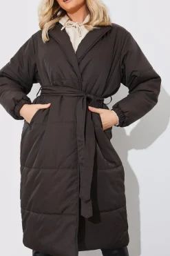 Quilted Wrap Puffer Coat|In The Style Online