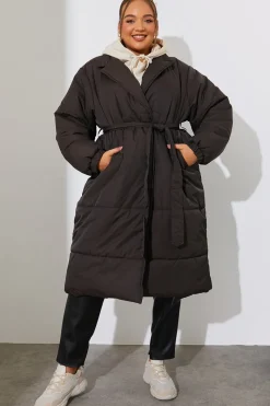 Quilted Wrap Puffer Coat|In The Style Online