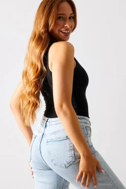 Racer Neck Double Layer Slinky Bodysuit|In The Style Best