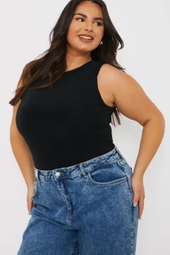 Racer Neck Double Layer Slinky Bodysuit|In The Style Best