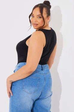 Racer Neck Double Layer Slinky Bodysuit|In The Style Best