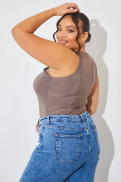 Racer Neck Double Layer Slinky Bodysuit|In The Style Best