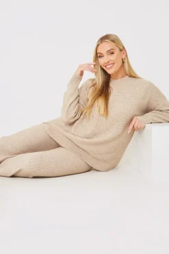 Recycled Contrast Knitted Ribbed Co Ord Wide Leg Trouser|In the Style Hot