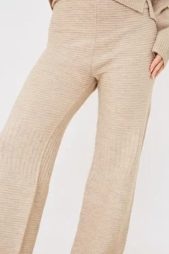 Recycled Contrast Knitted Ribbed Co Ord Wide Leg Trouser|In the Style Hot
