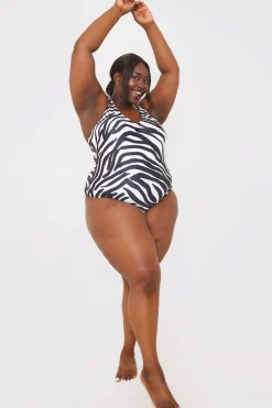 Recycled Control Zebra Print Ring Detail Swimsuit|In the Style Outlet