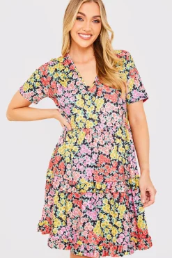 Recycled Floral Frill Mini Dress|In the Style Best