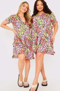 Recycled Floral Frill Mini Dress|In the Style Best