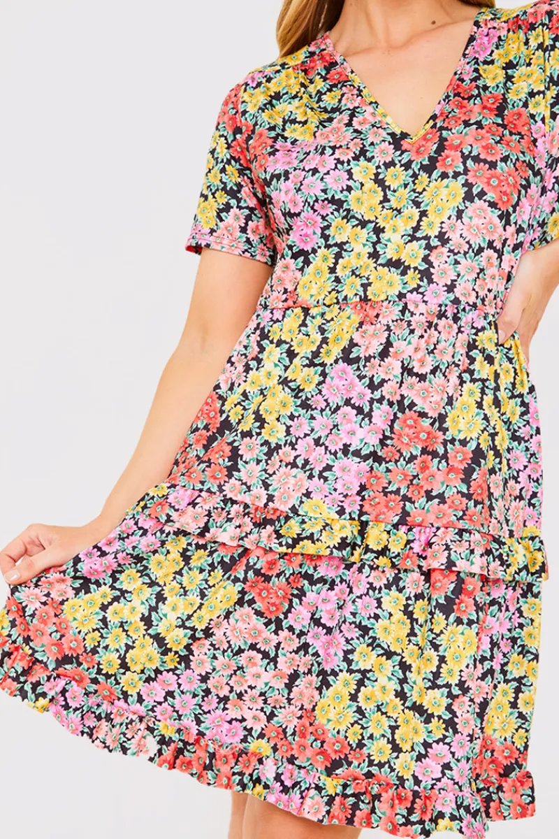 Recycled Floral Frill Mini Dress|In the Style Best