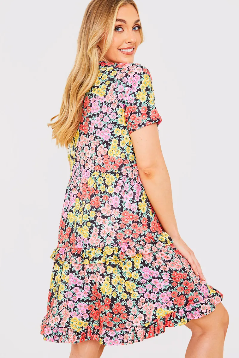 Recycled Floral Frill Mini Dress|In the Style Best