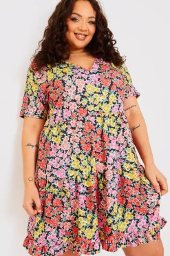 Recycled Floral Frill Mini Dress|In the Style Best