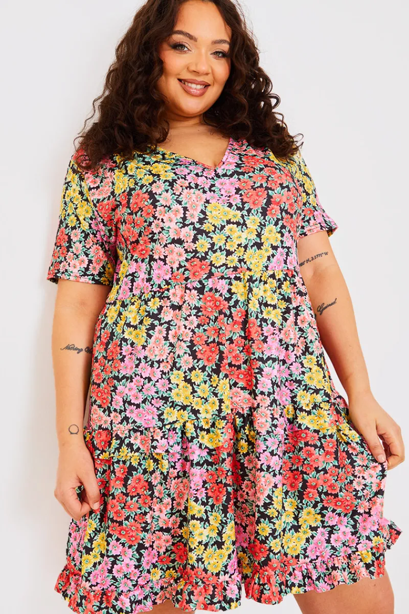 Recycled Floral Frill Mini Dress|In the Style Best