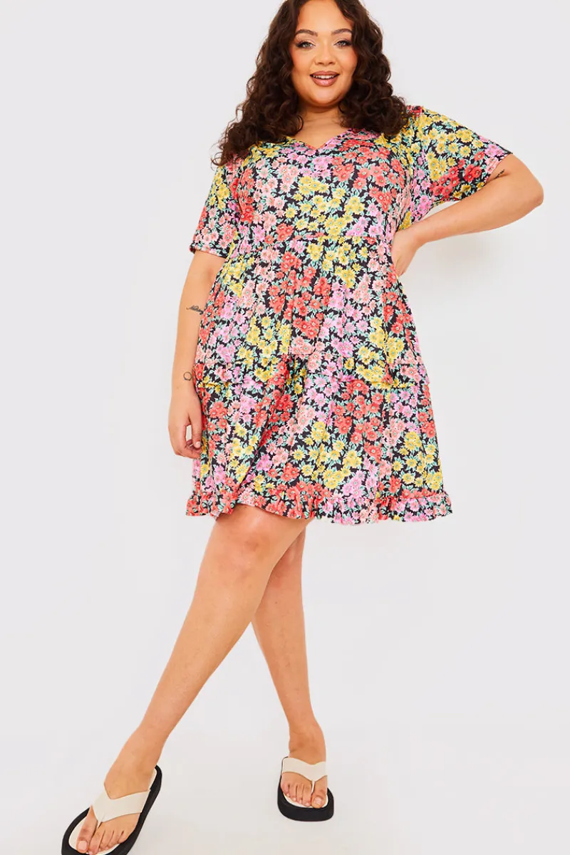 Recycled Floral Frill Mini Dress|In the Style Best