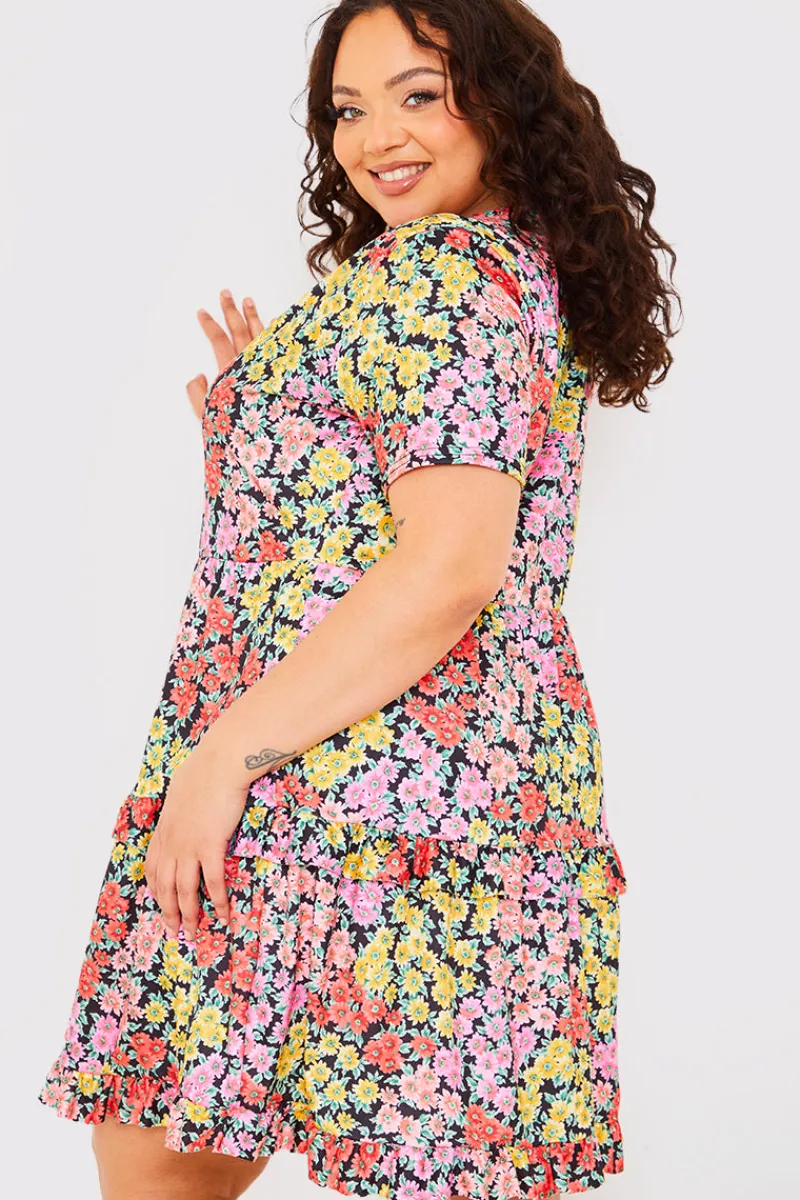 Recycled Floral Frill Mini Dress|In the Style Best