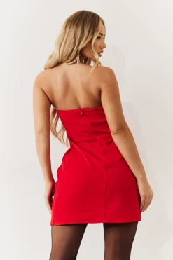 Bandeau Bow Front Split Hem Mini Dress|In the Style Best