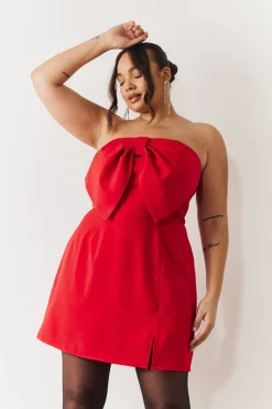 Bandeau Bow Front Split Hem Mini Dress|In the Style Best
