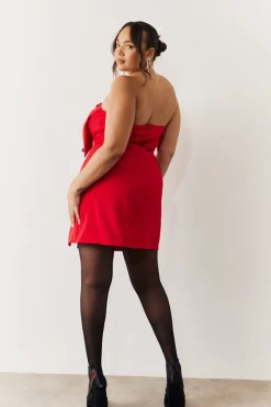 Bandeau Bow Front Split Hem Mini Dress|In the Style Best