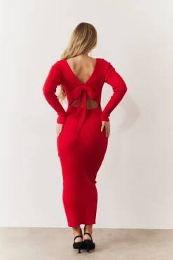 Bow Back Knitted Midaxi Dress|In the Style