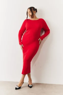 Bow Back Knitted Midaxi Dress|In the Style