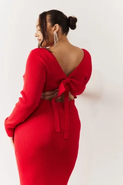 Bow Back Knitted Midaxi Dress|In the Style