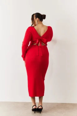Bow Back Knitted Midaxi Dress|In the Style