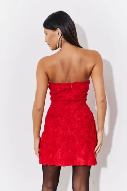 3D Floral Bandeau Mini Dress|In the Style Discount