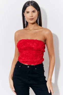 3D Floral Bandeau Top|In the Style Clearance
