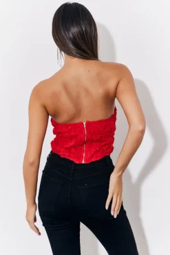 3D Floral Bandeau Top|In the Style Clearance