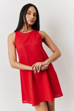 Linen A-Line Mini Dress|In The Style Clearance