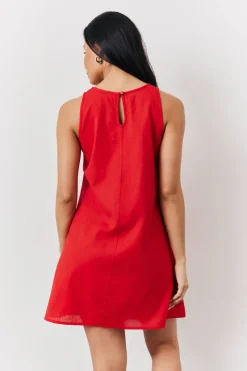 Linen A-Line Mini Dress|In The Style Clearance