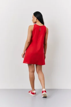 Linen A-Line Mini Dress|In The Style Clearance