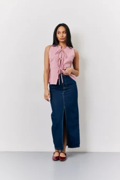 Seersucker Gingham Tie Front Top|In The Style Outlet