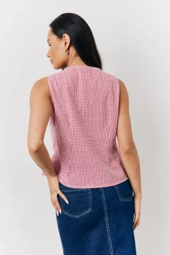 Seersucker Gingham Tie Front Top|In The Style Outlet