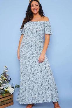 Responsible Viscose Paisley Bardot Midi Dress|In the Style