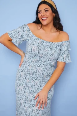 Responsible Viscose Paisley Bardot Midi Dress|In the Style