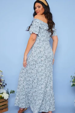Responsible Viscose Paisley Bardot Midi Dress|In the Style