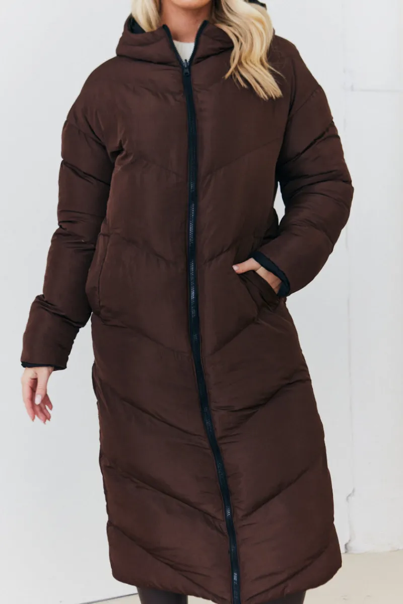 Reversible Hooded Longline Puffer Coat|In the Style New
