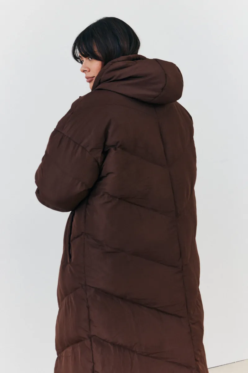 Reversible Hooded Longline Puffer Coat|In the Style New