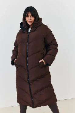 Reversible Hooded Longline Puffer Coat|In the Style New