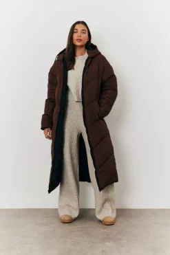 Reversible Hooded Longline Puffer Coat|In the Style New