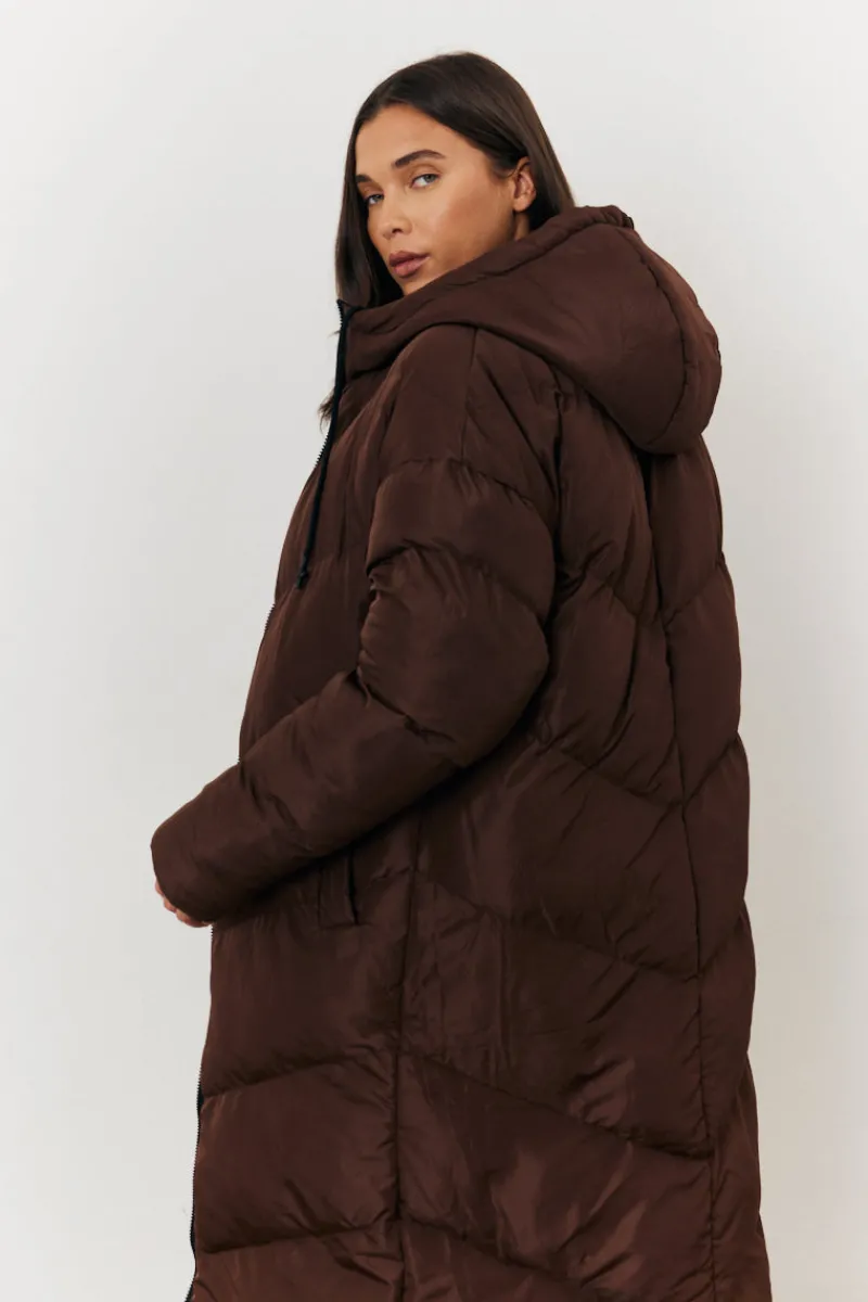 Reversible Hooded Longline Puffer Coat|In the Style New
