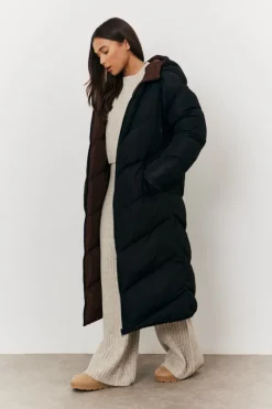 Reversible Hooded Longline Puffer Coat|In the Style New