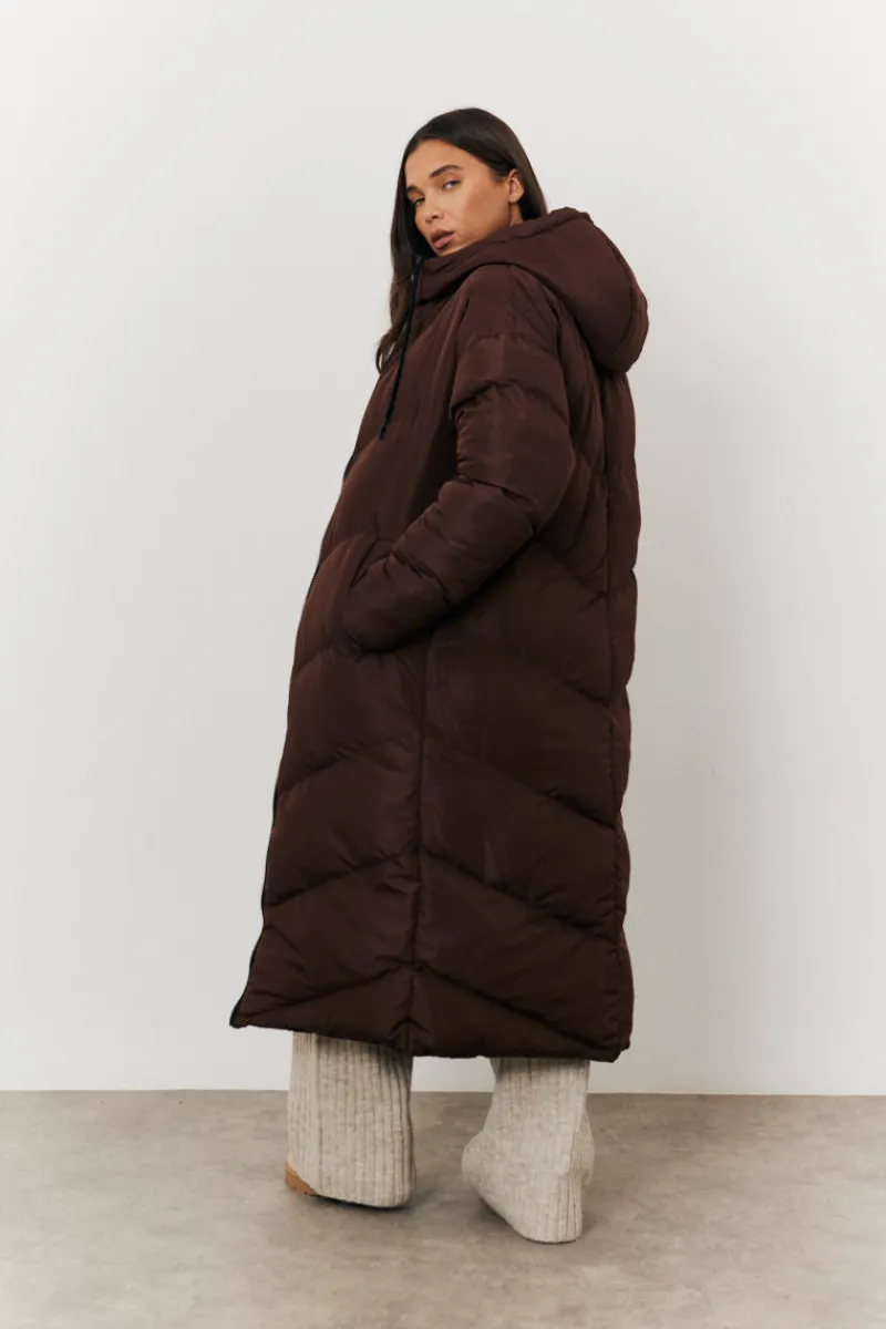 Reversible Hooded Longline Puffer Coat|In the Style New