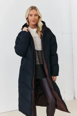 Reversible Hooded Longline Puffer Coat|In the Style New