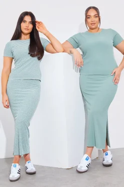 Reversible Stripe Co-Ord Midi Skirt|In The Style Hot