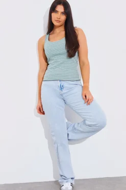 Reversible Stripe Scoop Neck Top|In The Style Discount