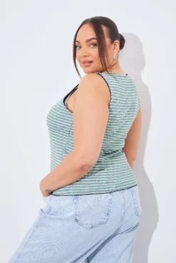 Reversible Stripe Scoop Neck Top|In The Style Discount