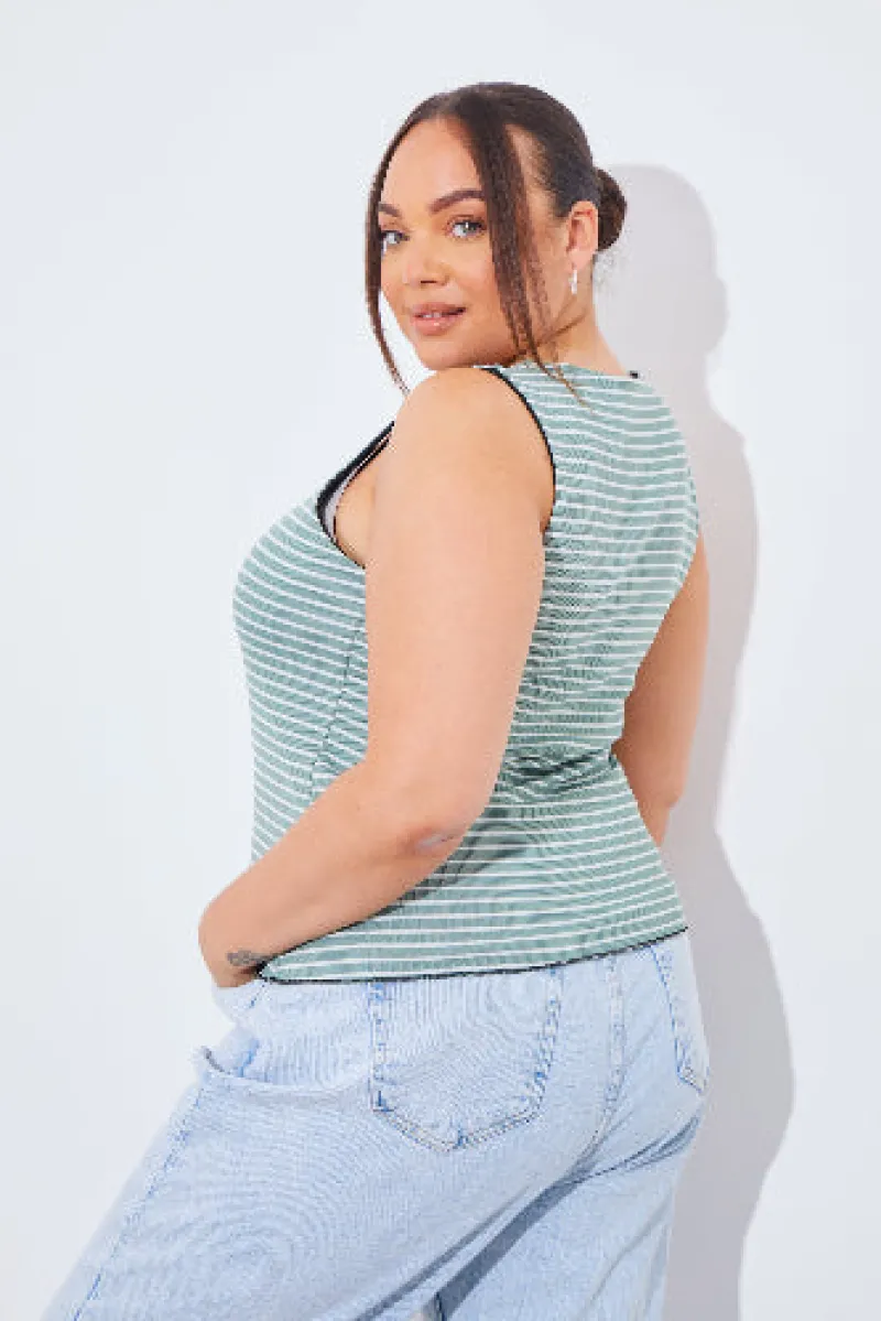 Reversible Stripe Scoop Neck Top|In The Style Discount