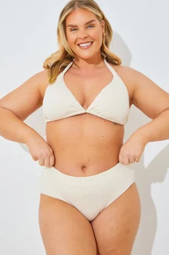 Rib Boomerang High Leg Bikini Bottom|In the Style Hot